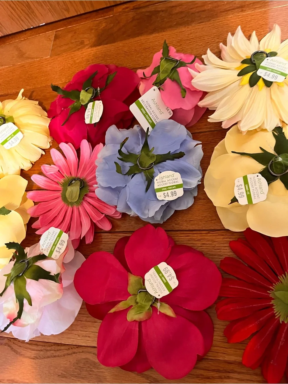 15 Ashland Singular Large Flowers for Display - “D” Hook on back of each - NWT!